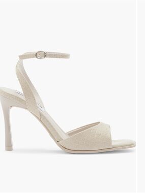 Steve Madden Ivory Croc-Embossed Ankle-Strap Stiletto